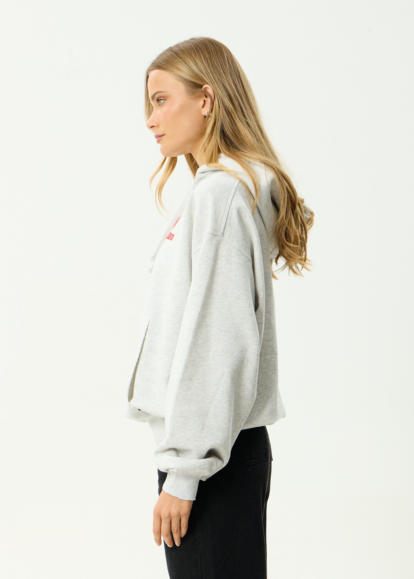 AFENDS Mens Wonders - Boxy Pull On Hood - Grey Marle