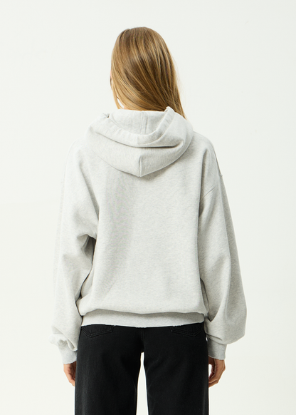 AFENDS Mens Wonders - Boxy Pull On Hood - Grey Marle