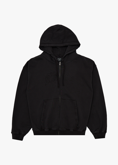 AFENDS Mens Residence - Heavyweight Boxy Zip Hood - Stone Black