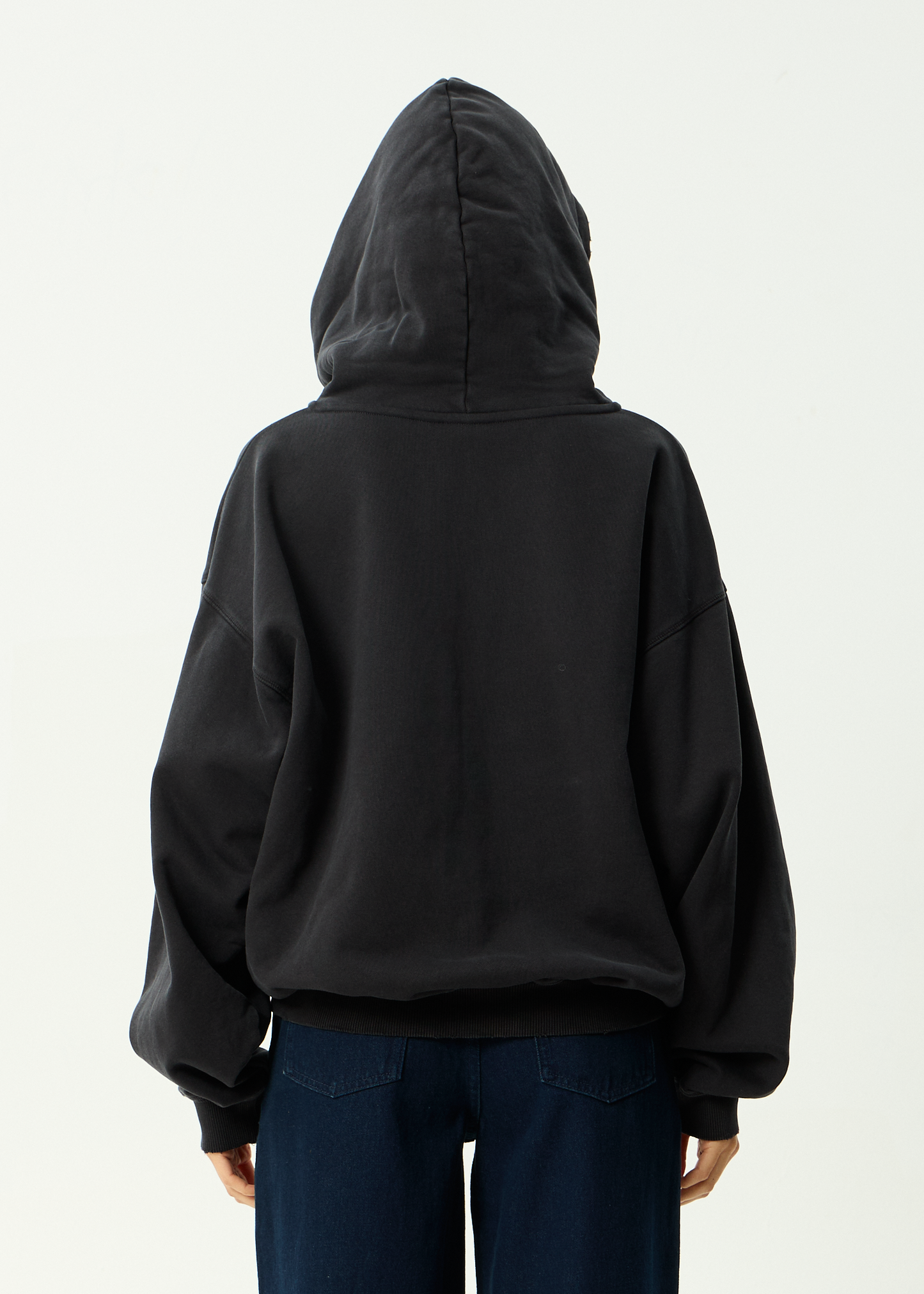 AFENDS Mens Residence - Heavyweight Boxy Zip Hood - Stone Black