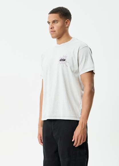 AFENDS Mens Tangled - Boxy Tee - Grey Marle