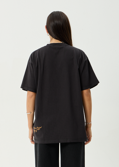 AFENDS Mens Leap - Heavyweight Boxy Tee - Stone Black