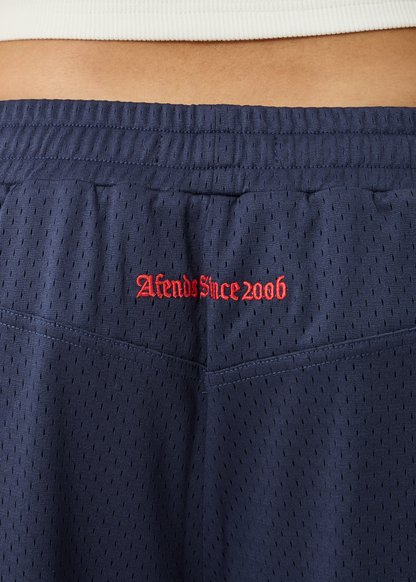 AFENDS Mens Flower Patch - Basketball Short 22 Inch - Navy