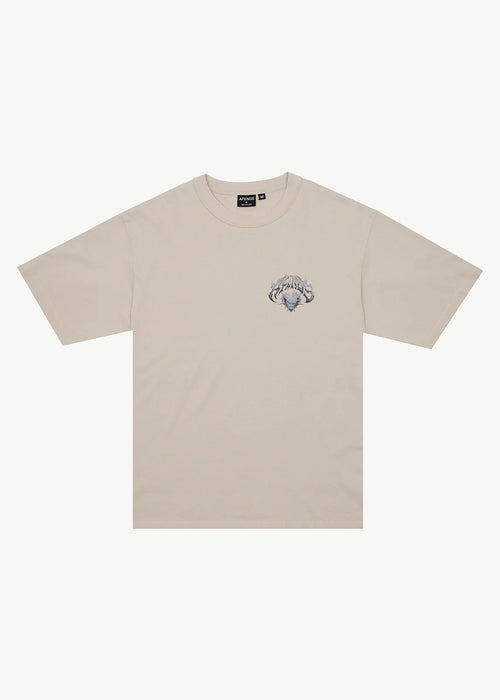 AFENDS Mens Scorpius - Heavyweight Boxy Tee - Moonbeam