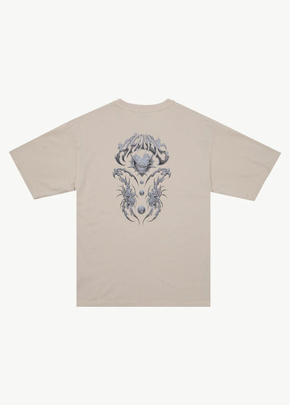 AFENDS Mens Scorpius - Heavyweight Boxy Tee - Moonbeam