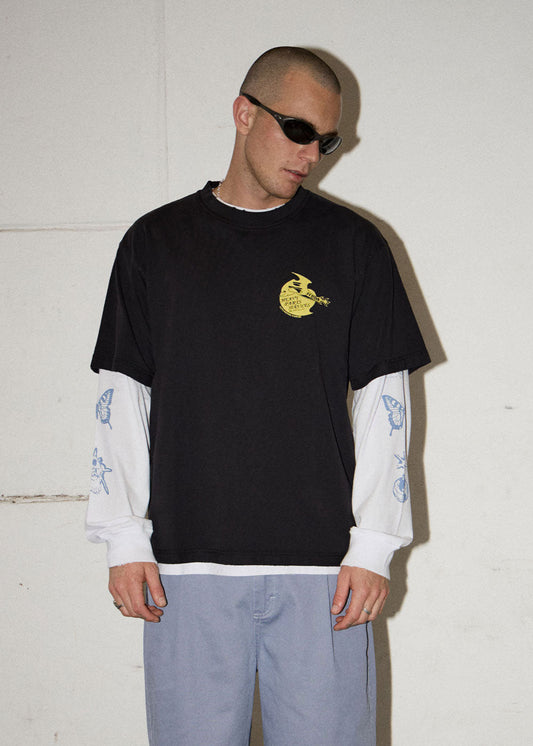 AFENDS Mens Heavy Parts - Heavyweight Boxy Tee - Stone Black