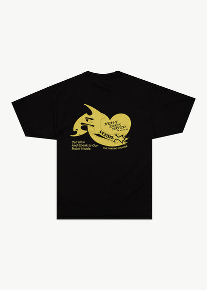 AFENDS Mens Heavy Parts - Heavyweight Boxy Tee - Stone Black