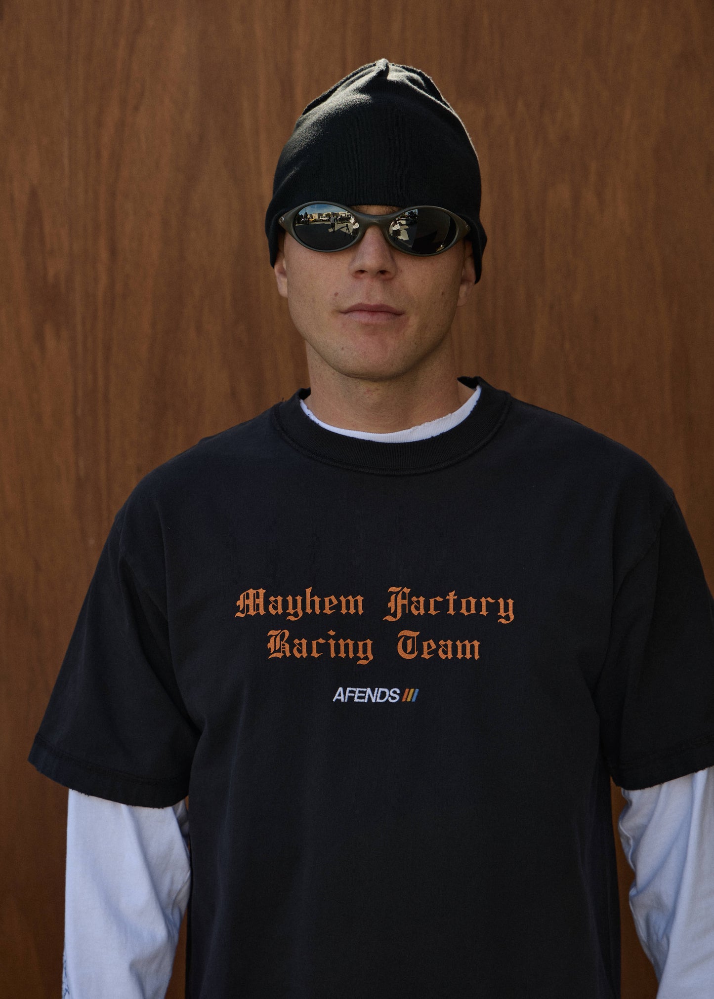 AFENDS Mens Mayhem - Heavyweight Boxy Tee - Stone Black