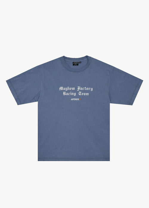 AFENDS Mens Mayhem - Heavyweight Boxy Tee - Washed Slate Blue