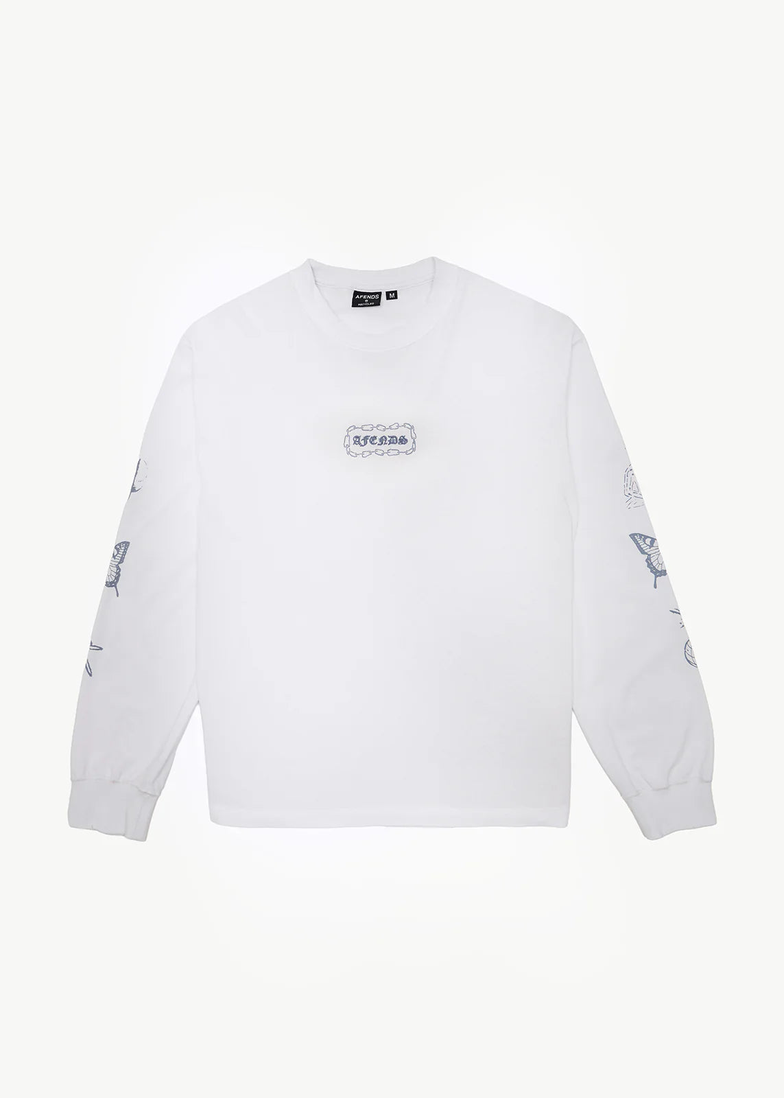 AFENDS Mens Spiritual - Boxy Long Sleeve Tee - White