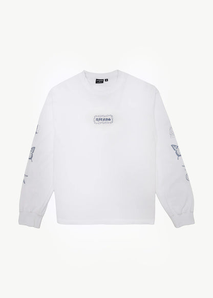 AFENDS Mens Spiritual - Boxy Long Sleeve Tee - White