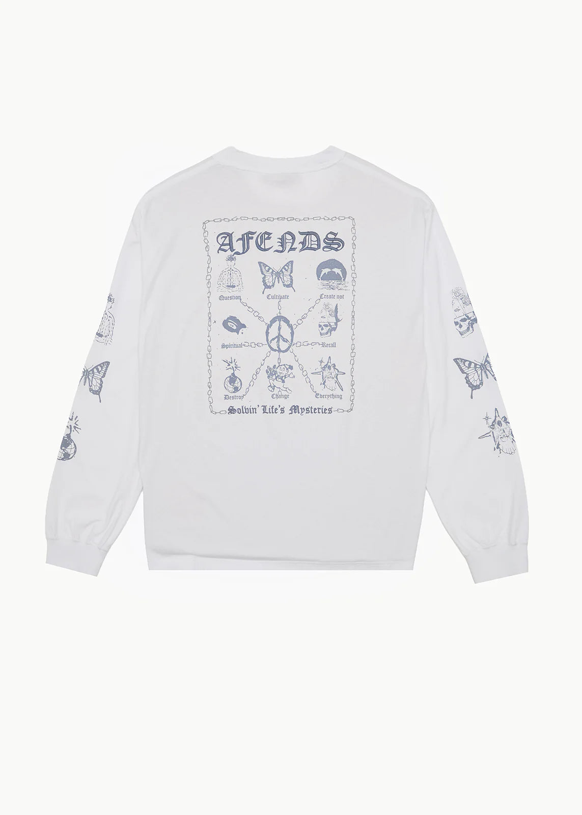 AFENDS Mens Spiritual - Boxy Long Sleeve Tee - White