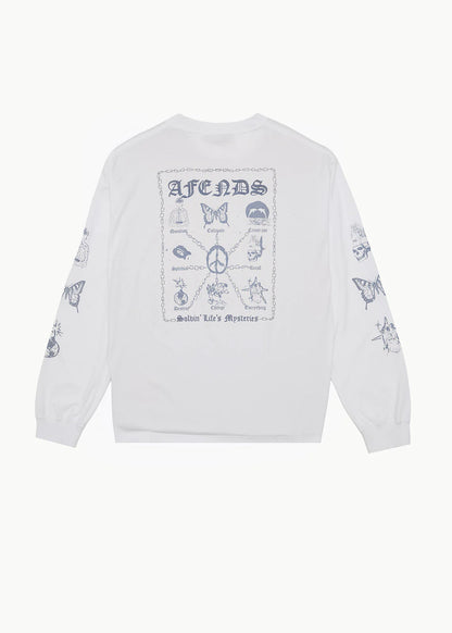 AFENDS Mens Spiritual - Boxy Long Sleeve Tee - White
