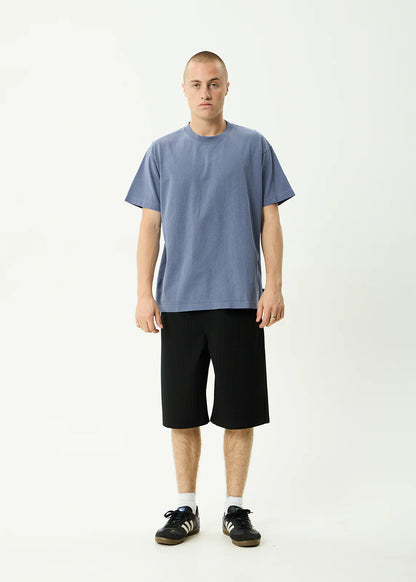 AFENDS Mens Genesis - Heavyweight Boxy Tee - Washed Slate Blue