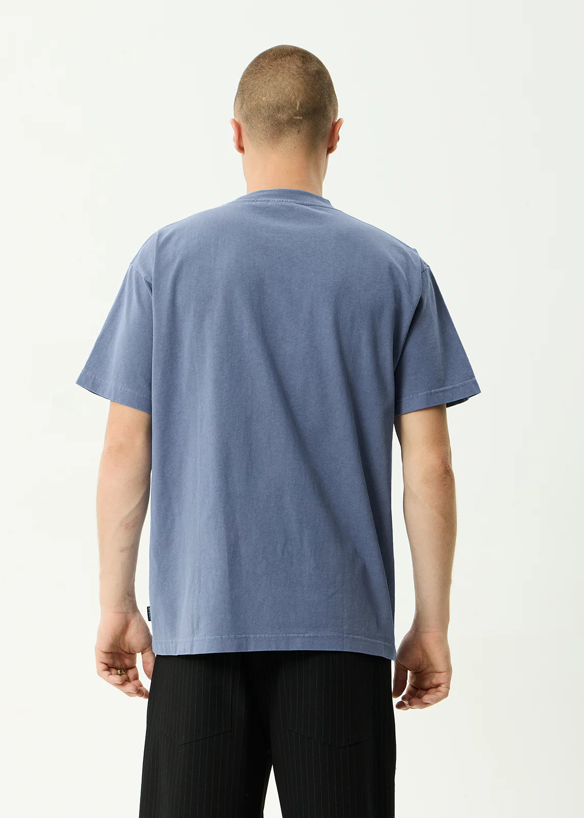 AFENDS Mens Genesis - Heavyweight Boxy Tee - Washed Slate Blue