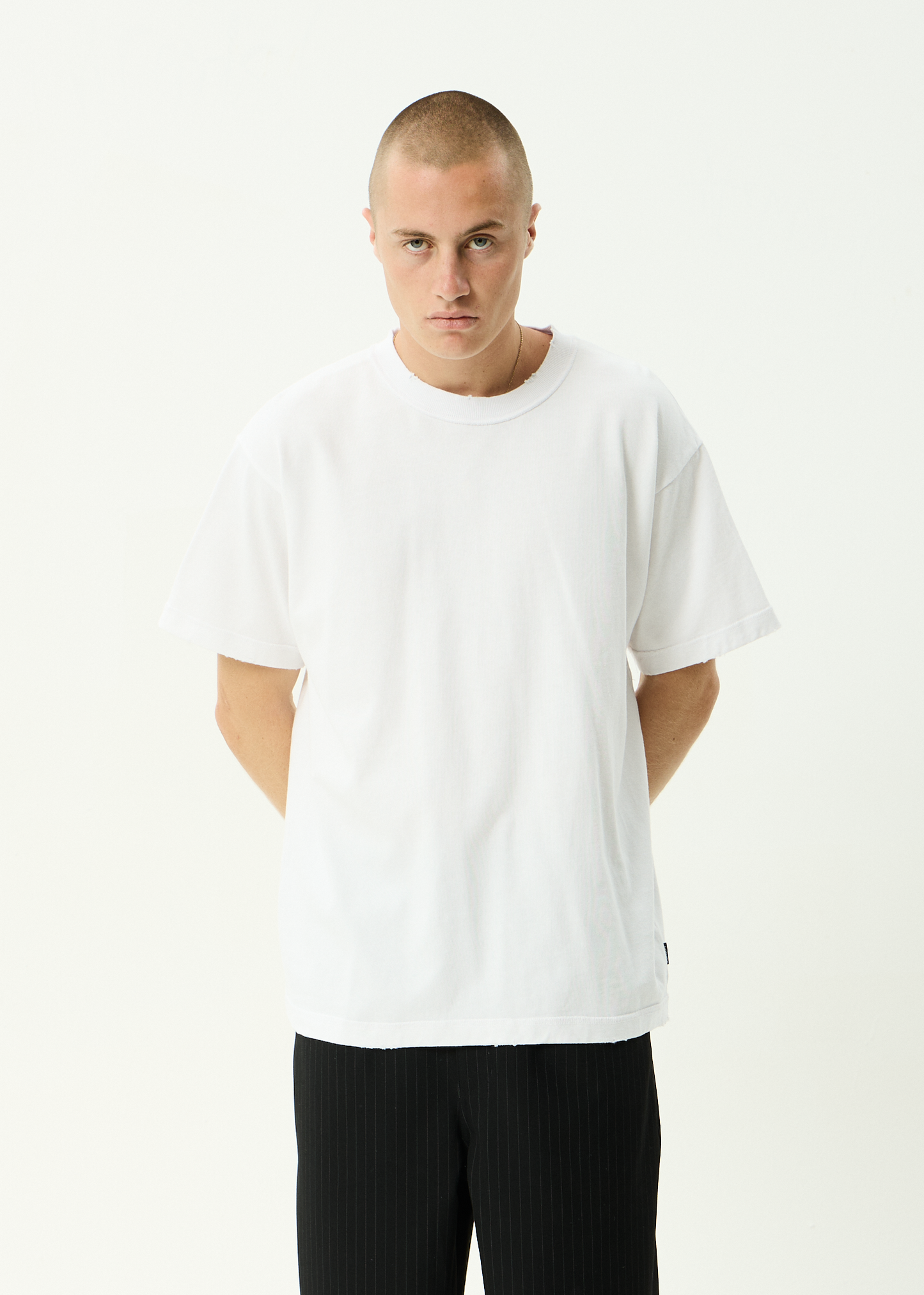 AFENDS Mens Vintage Genesis - Heavyweight Distressed Boxy Tee - Worn White