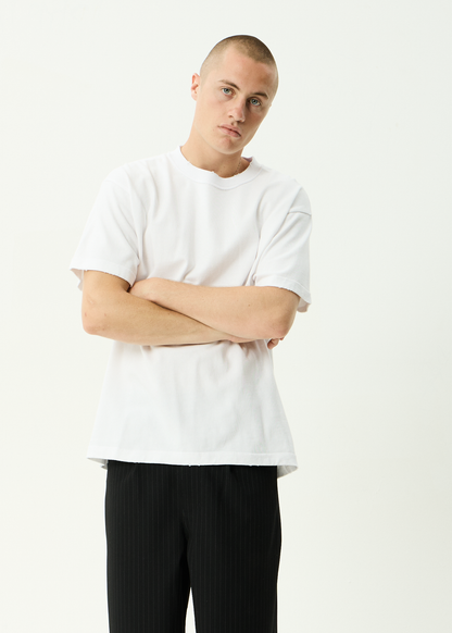 AFENDS Mens Vintage Genesis - Heavyweight Distressed Boxy Tee - Worn White