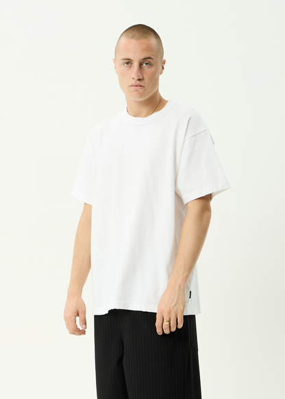 AFENDS Mens Vintage Genesis - Heavyweight Distressed Boxy Tee - Worn White
