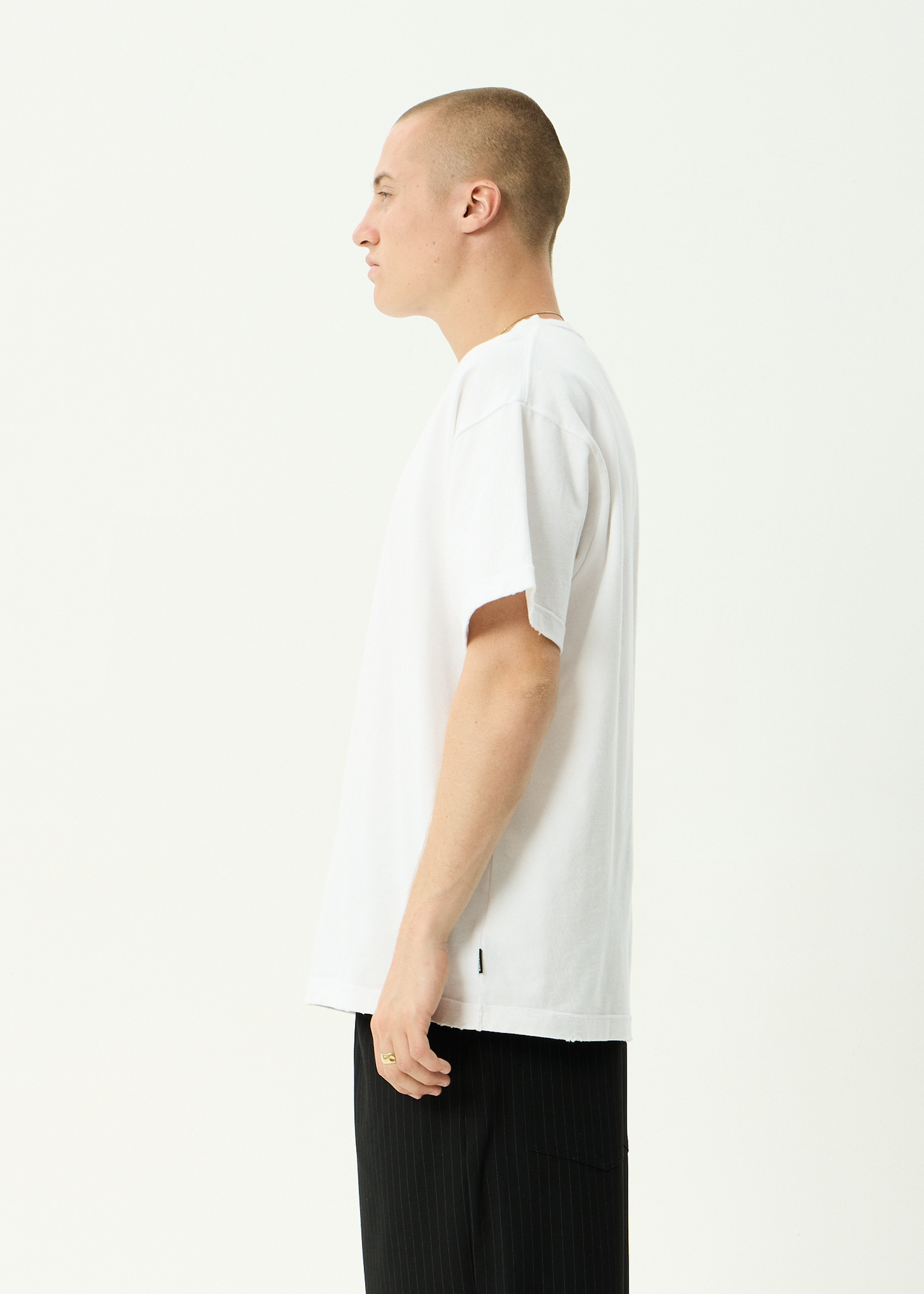 AFENDS Mens Vintage Genesis - Heavyweight Distressed Boxy Tee - Worn White