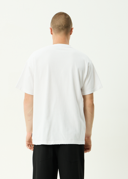 AFENDS Mens Vintage Genesis - Heavyweight Distressed Boxy Tee - Worn White