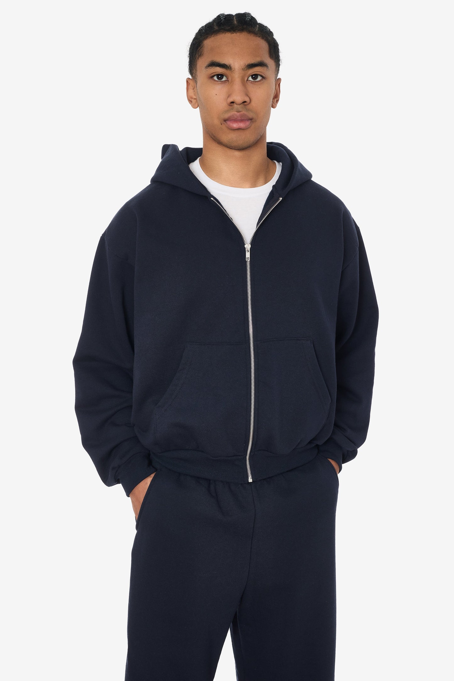 MWF10 - 10 oz. Mid-weight Poly Cotton Fleece Waist Length Zip-Up Hoodie