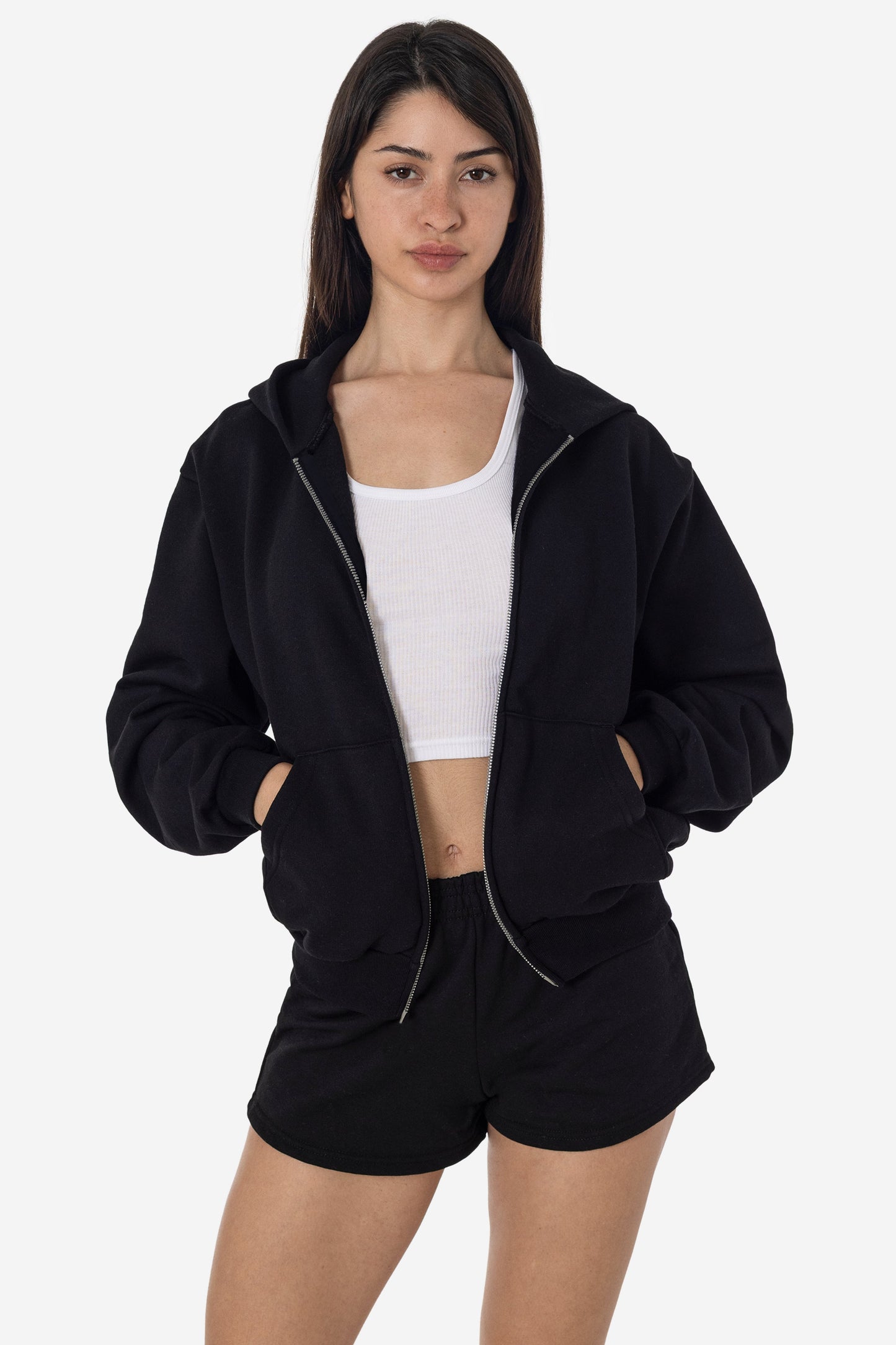 MWF10 - 10 oz. Mid-weight Poly Cotton Fleece Waist Length Zip-Up Hoodie