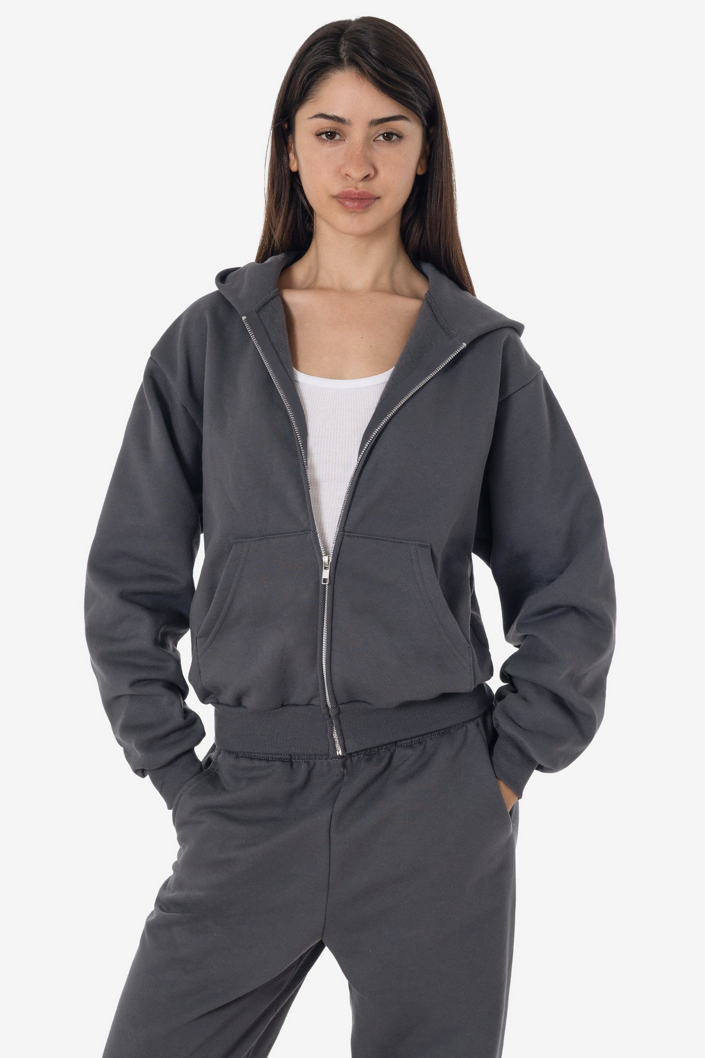 MWF10 - 10 oz. Mid-weight Poly Cotton Fleece Waist Length Zip-Up Hoodie