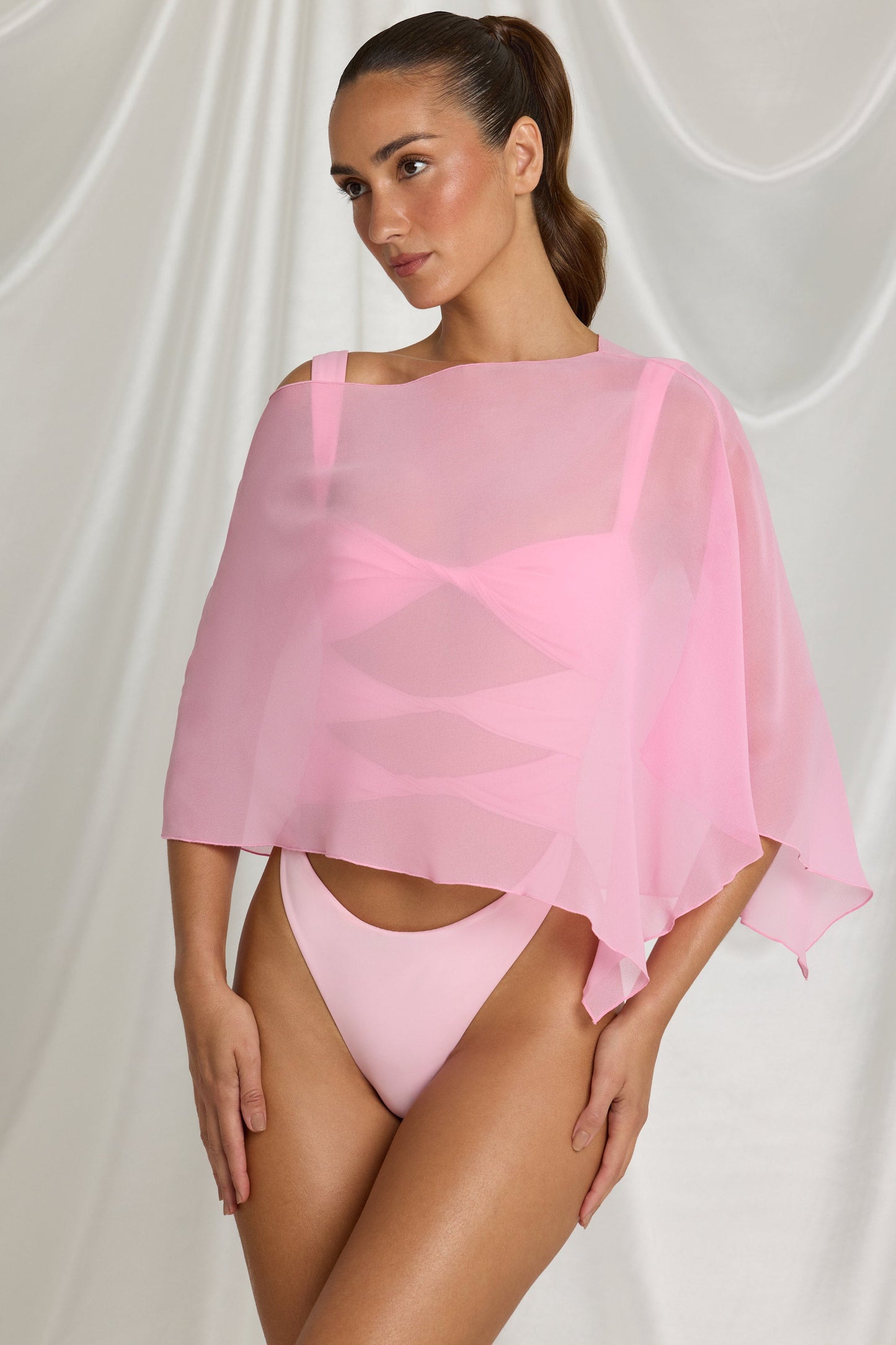 Sheer Poncho in Candyfloss Pink