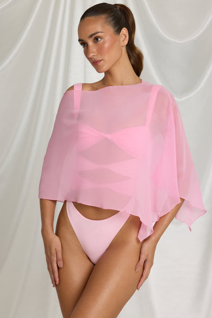 Sheer Poncho in Candyfloss Pink