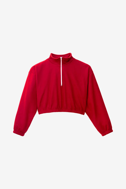 PF306 - Cropped Polar Fleece Half Zip Pullover
