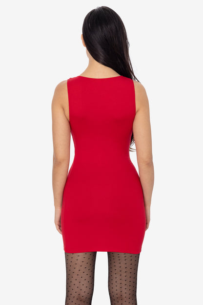 PON3657 - Ponte Sleeveless Crossfront V-neck Tank Dress