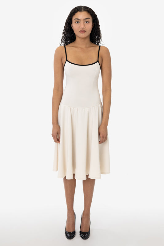 PON3662 - Ponte Mid-Length Drop Waist Spaghetti Dress