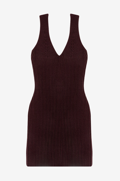 RFK226 - Ultra Heavy Knit Ribbed V Neck Dress