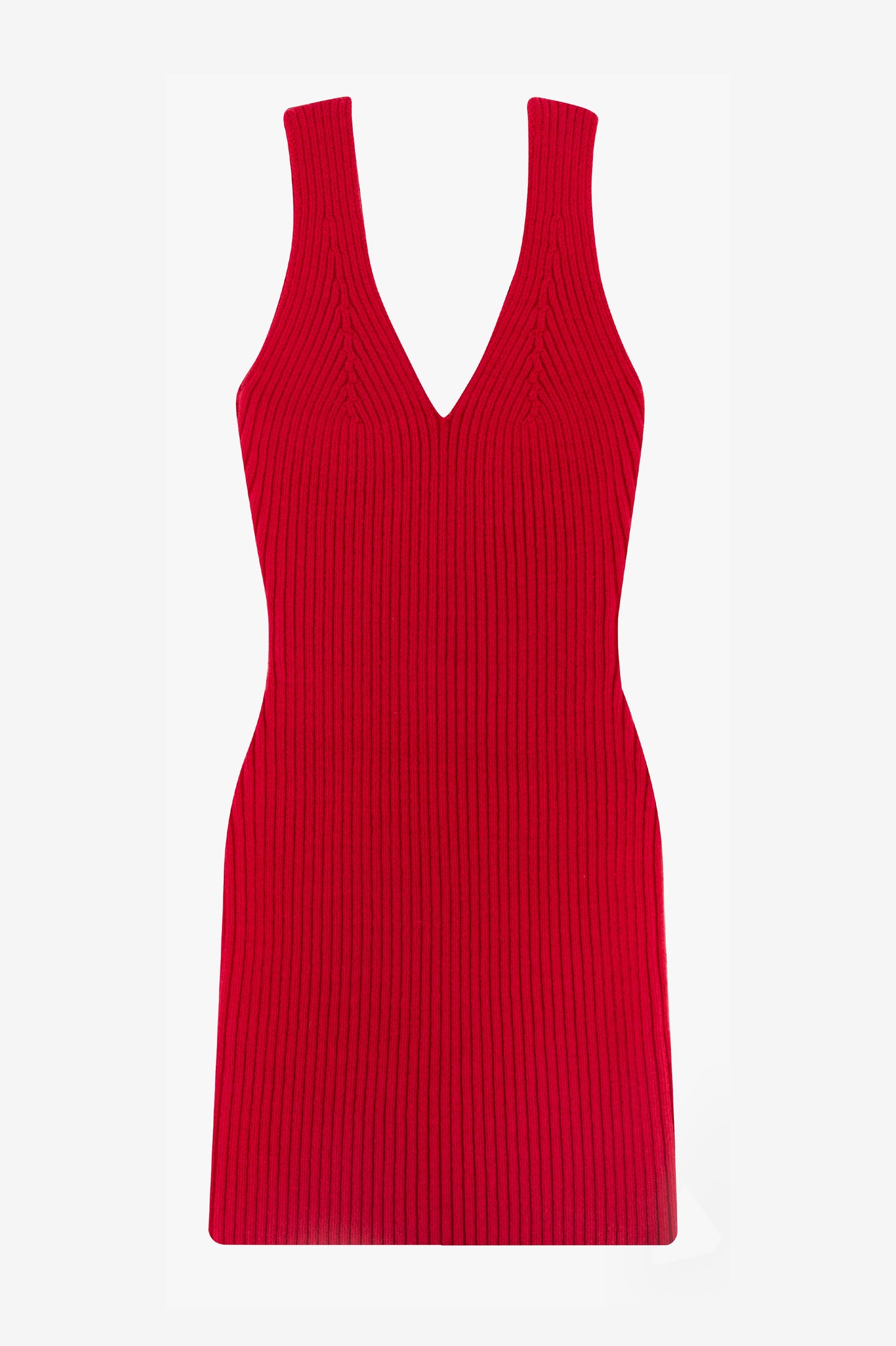 RFK226 - Ultra Heavy Knit Ribbed V Neck Dress