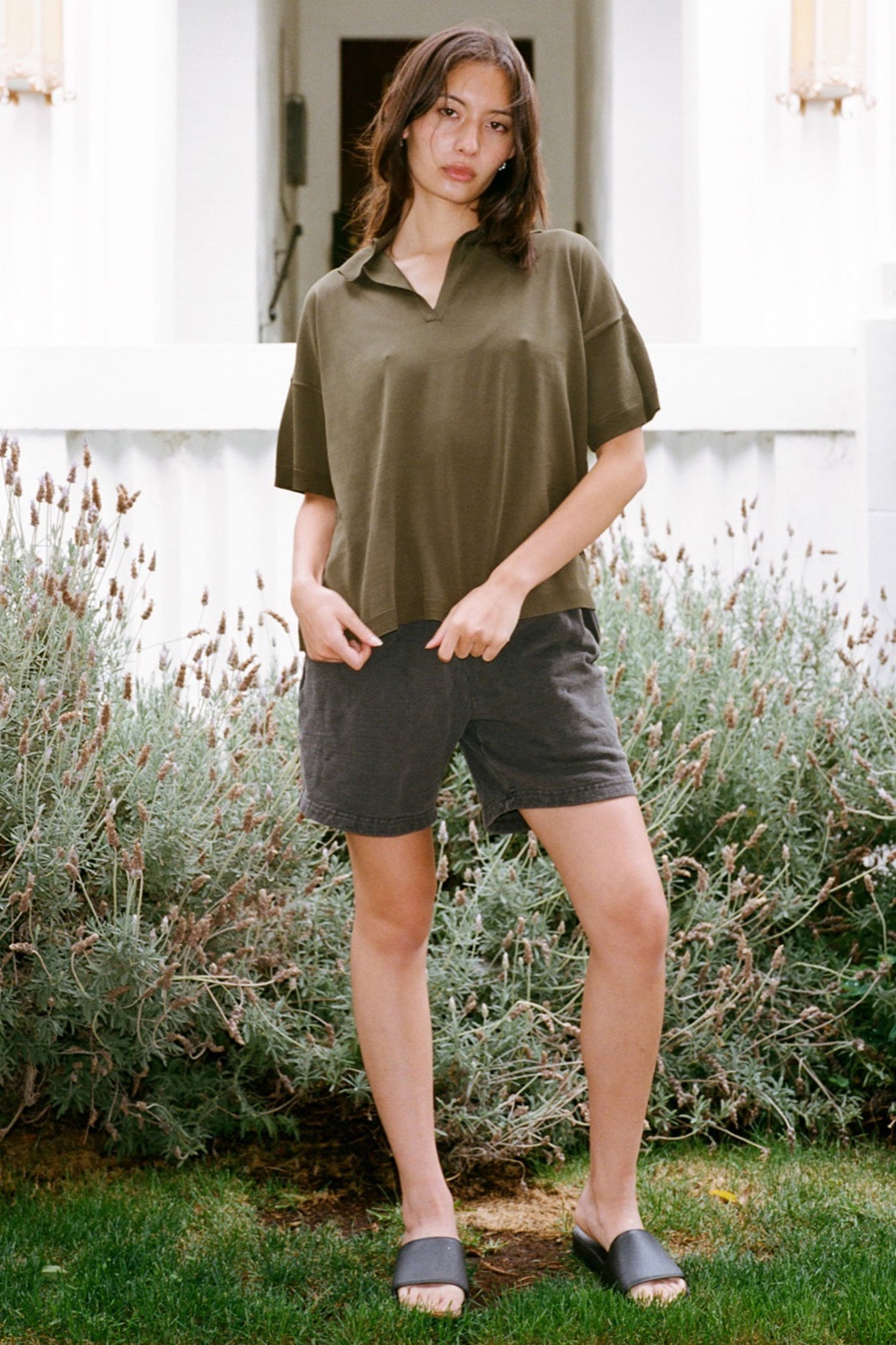 RFK371 - Viscose Nylon Oversized Knit Polo
