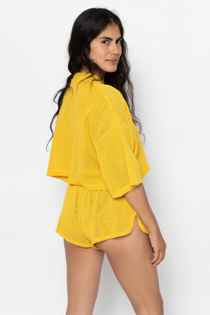 RIN304GD - Cotton Fishnet Garment Dye Shorts