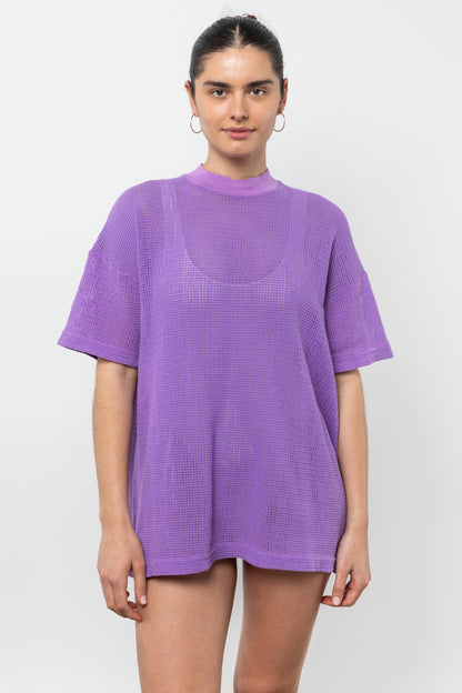 RIN500GD - Cotton Fishnet Mock Neck Big Tee