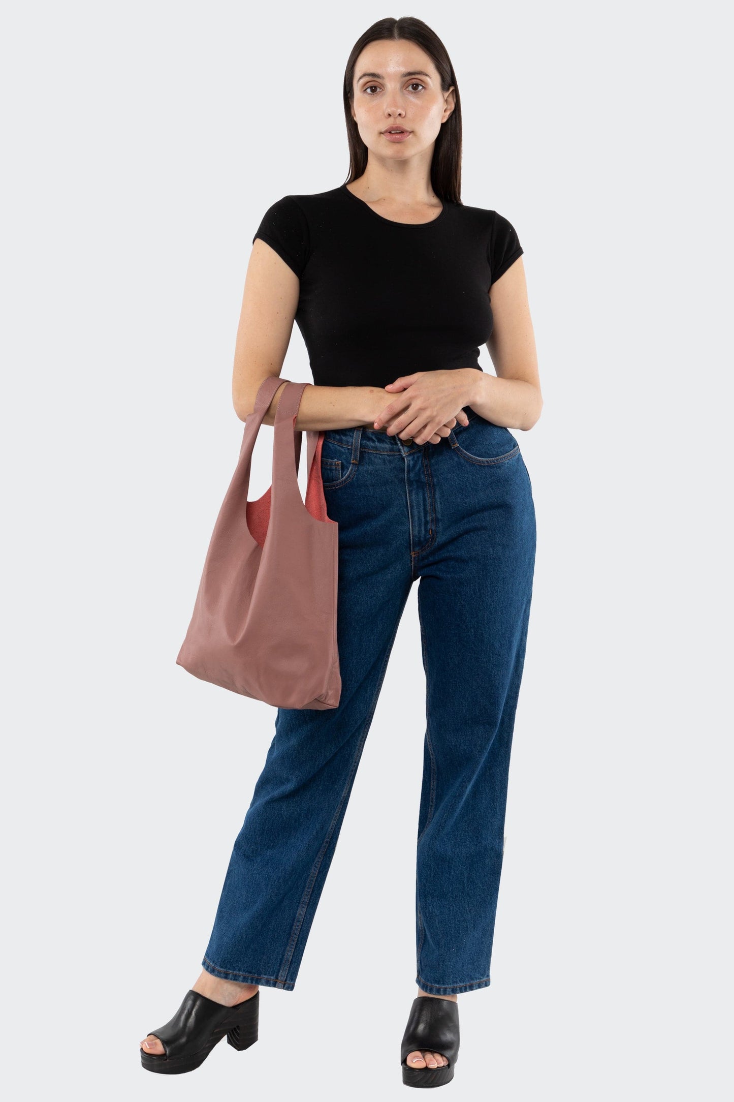 RLH3406 - Monochromatic Leather Shopping Bag