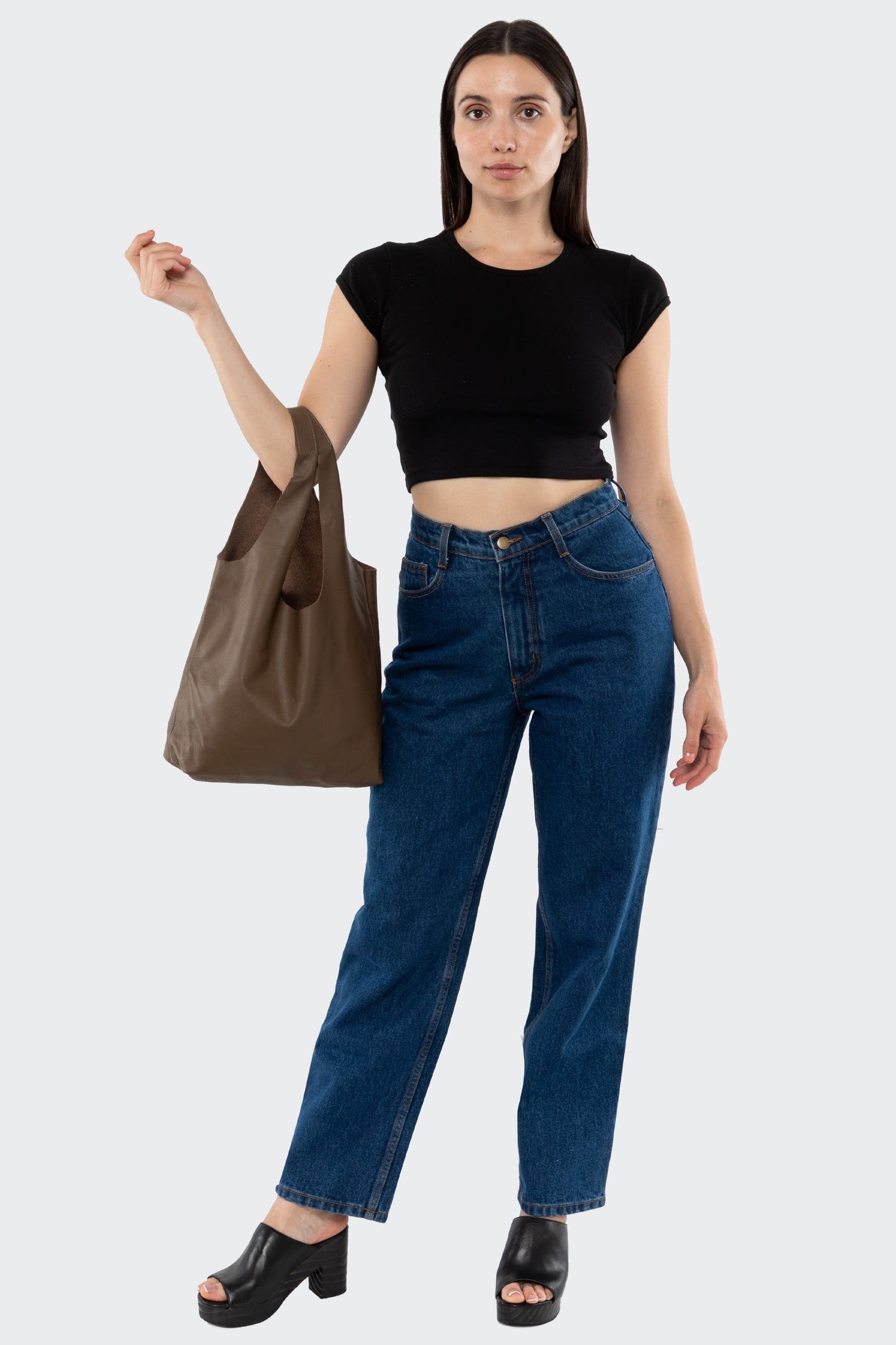 RLH3406 - Monochromatic Leather Shopping Bag