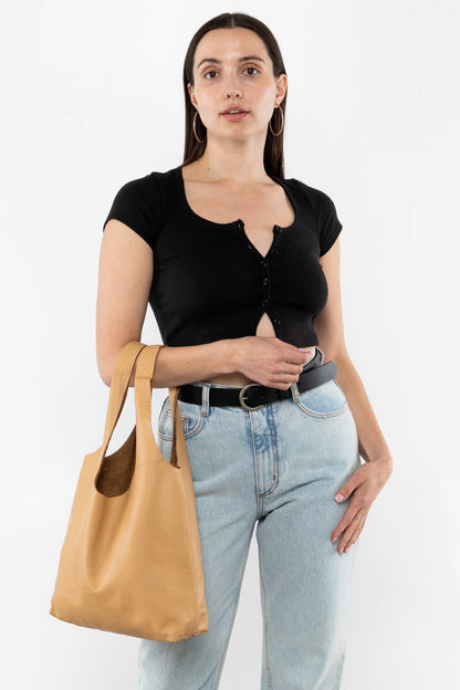 RLH3406 - Monochromatic Leather Shopping Bag