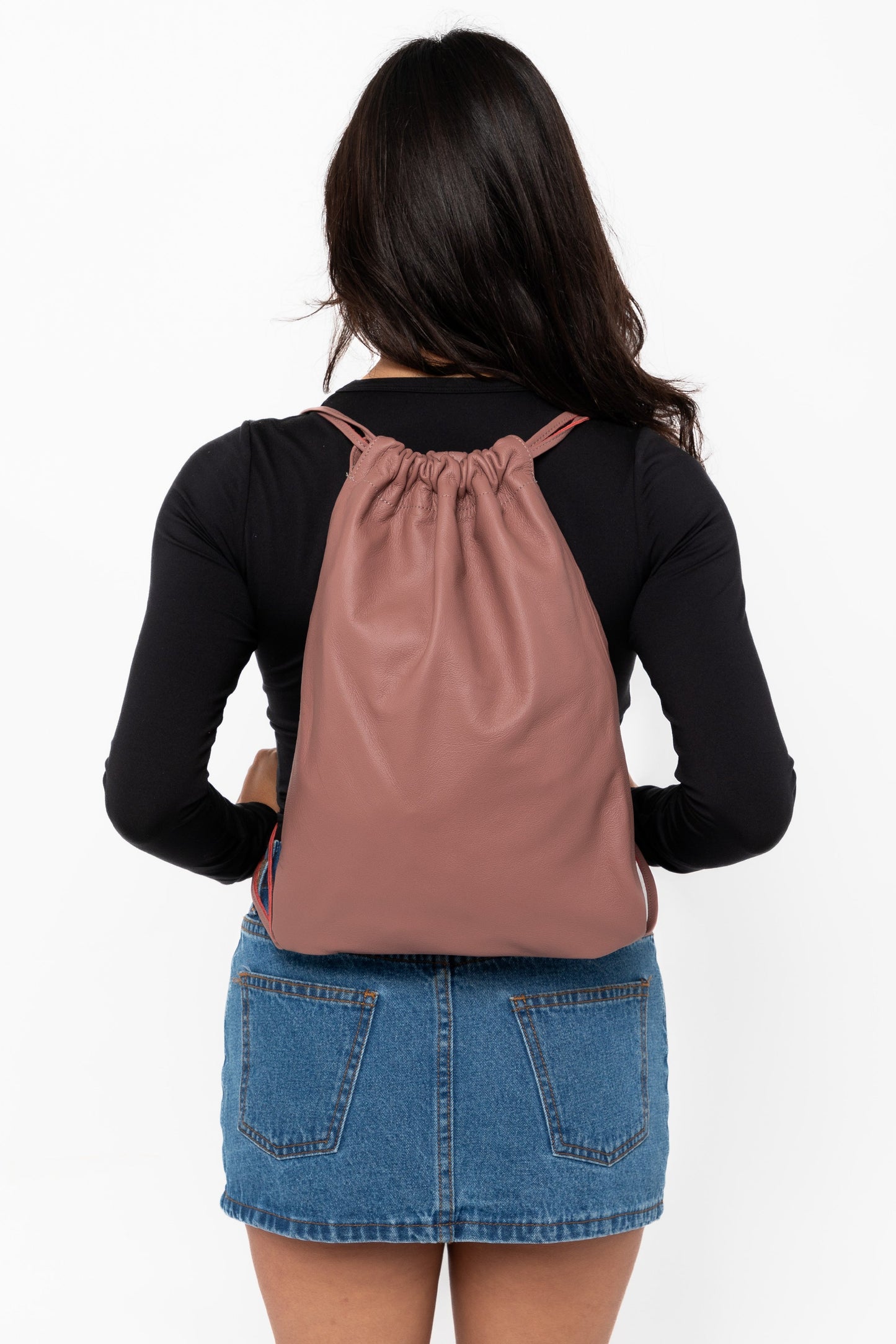 RLH3414 - Unisex Leather Drawstring Backpack