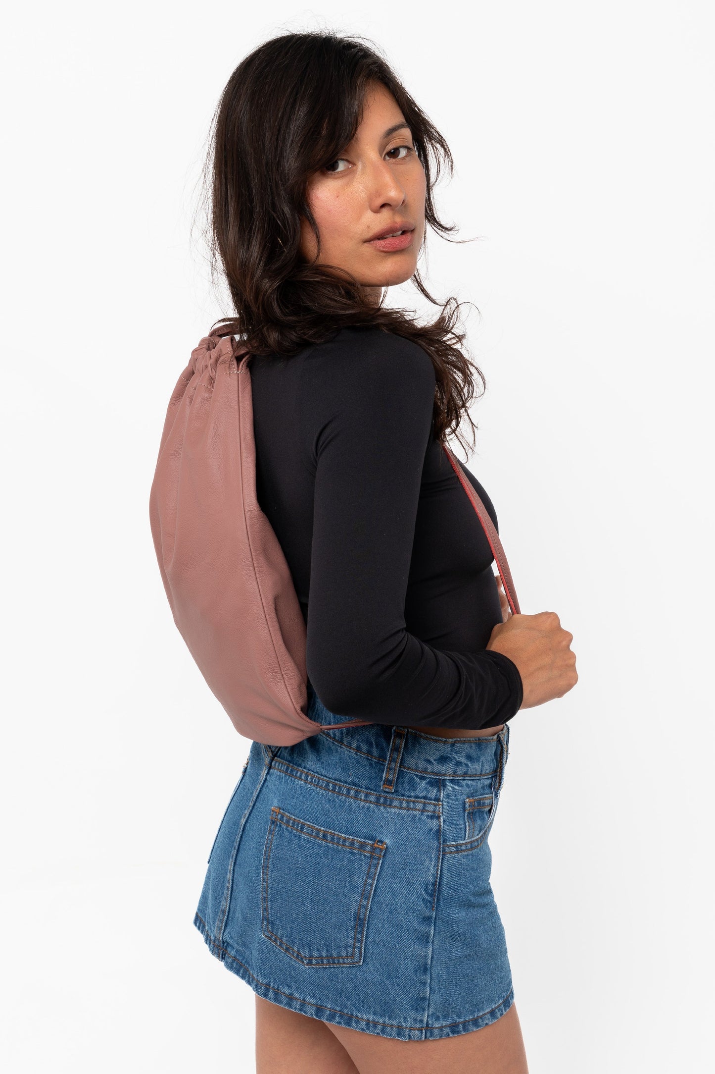 RLH3414 - Unisex Leather Drawstring Backpack