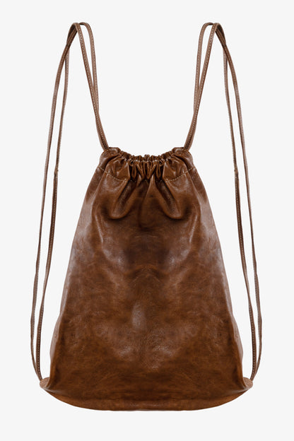 RLH3414 - Unisex Leather Drawstring Backpack