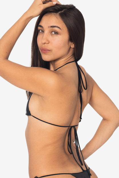 RLH3436 - Leather Nylon String Bikini Top