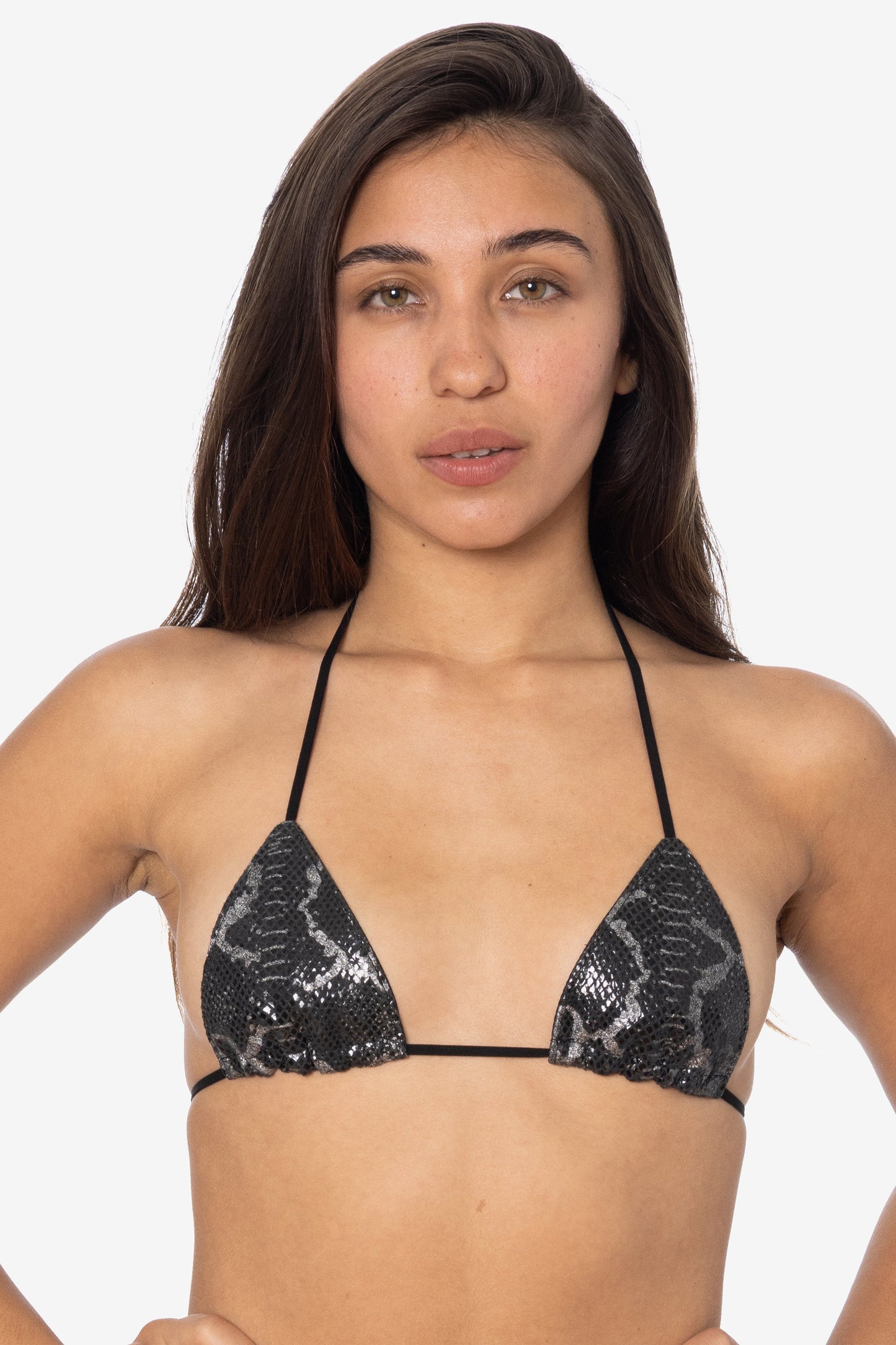 RLH3436 - Leather Nylon String Bikini Top