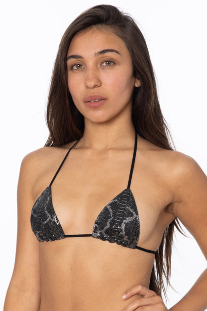 RLH3436 - Leather Nylon String Bikini Top