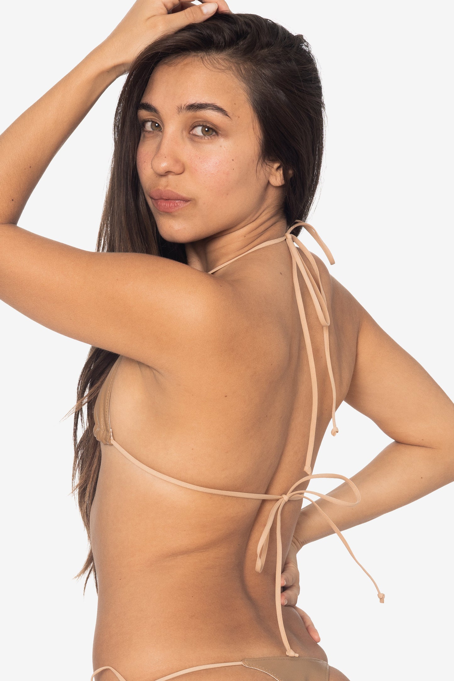 RLH3436 - Leather Nylon String Bikini Top