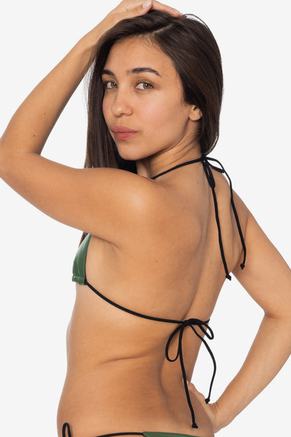 RLH3436 - Leather Nylon String Bikini Top