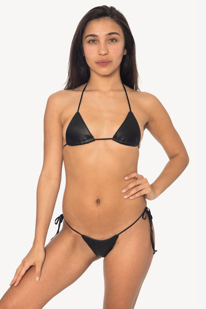 RLH3437 - Leather Thong Nylon String Bikini Bottom