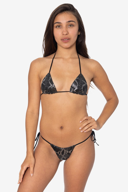 RLH3437 - Leather Thong Nylon String Bikini Bottom
